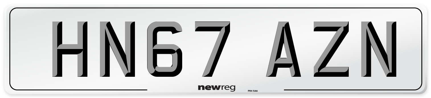 HN67 AZN Number Plate from New Reg